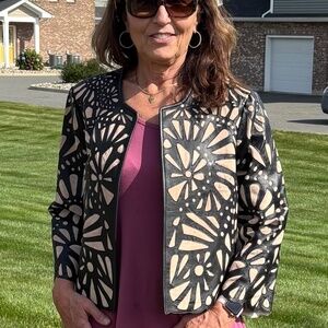 Bagatelle black and tan leather jacket size 10